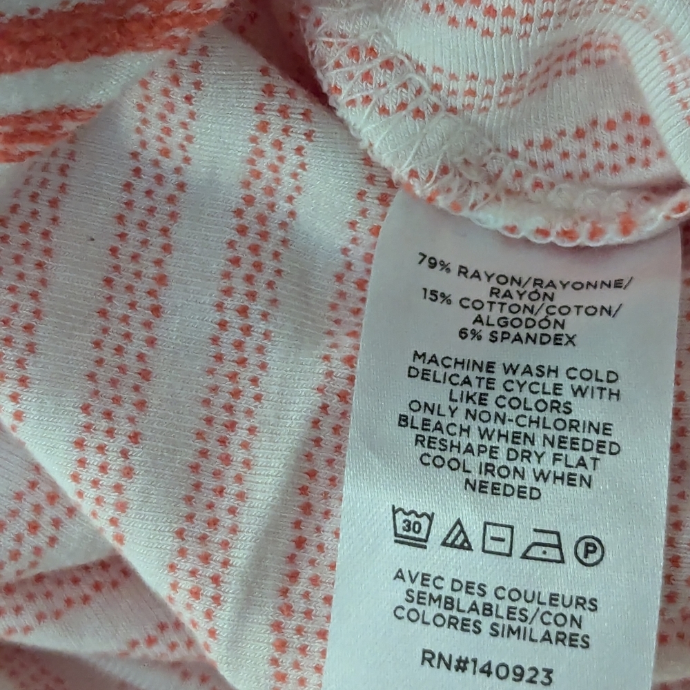 EUC Lou & Grey boxy fit crewneck t-shirt with textured vivid orange stripes - Picture 7 of 7
